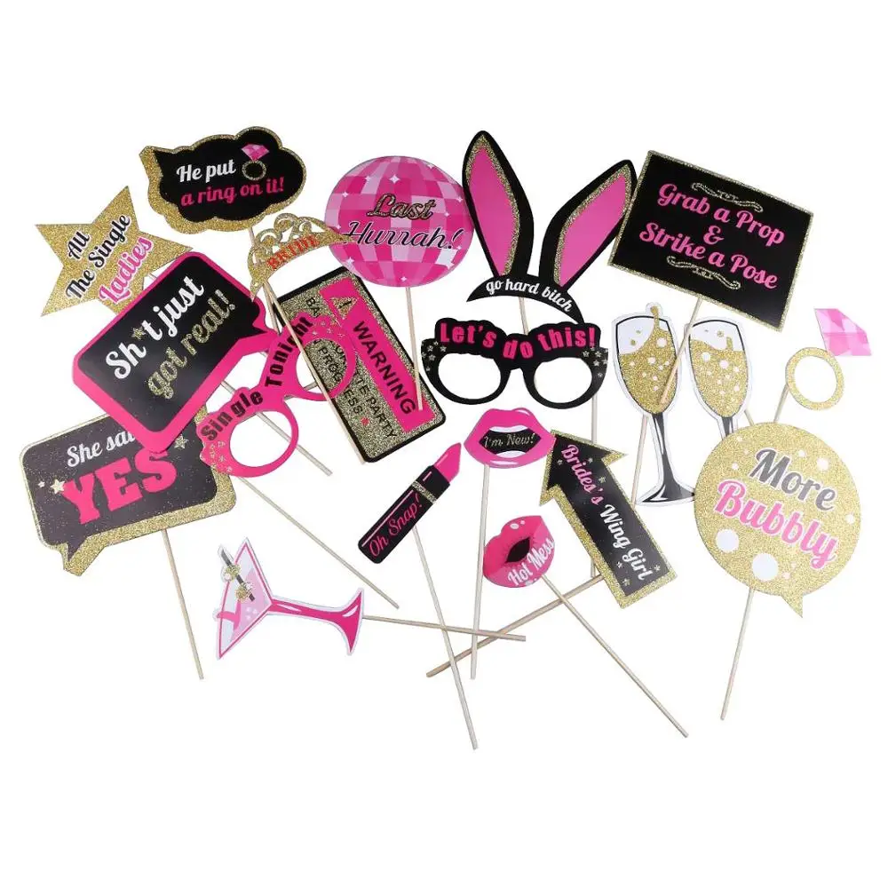 Best selling products glitter adult photo props black and pink hen party bachelorette party  photo props