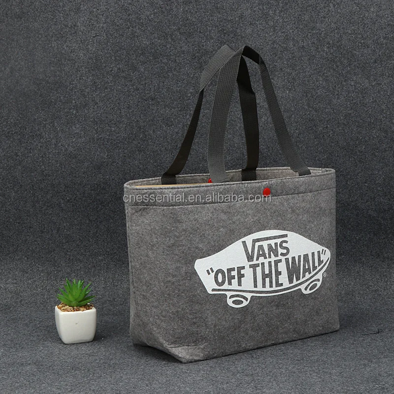 Wholesale felt tote shopping bags, felt handbag with customized brand printing