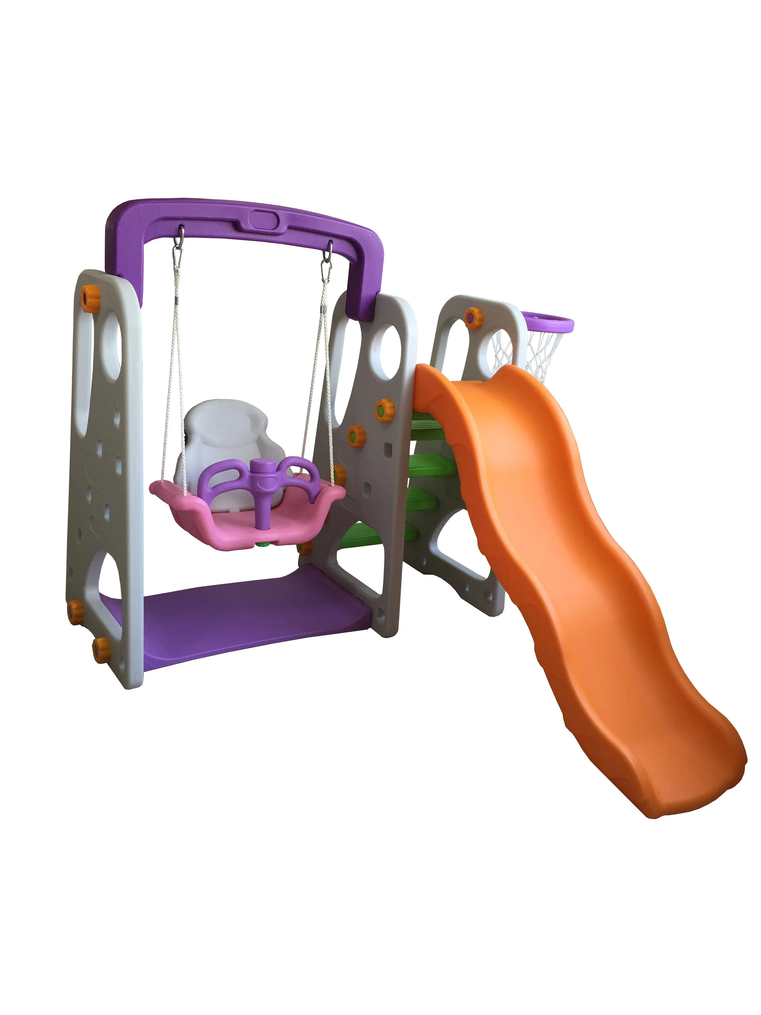 KRX-1401 PE plastic indoor playground kids plastic swing and slide set