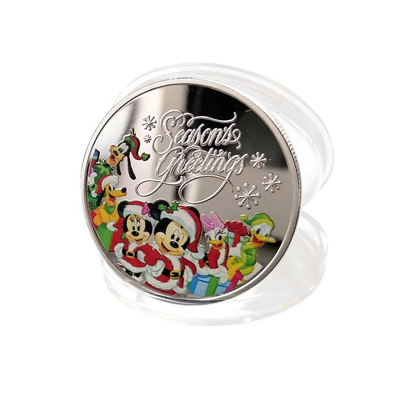 Souvenir Rudolph the Red-Nosed Reindeer Christmas Santa silver plated coin