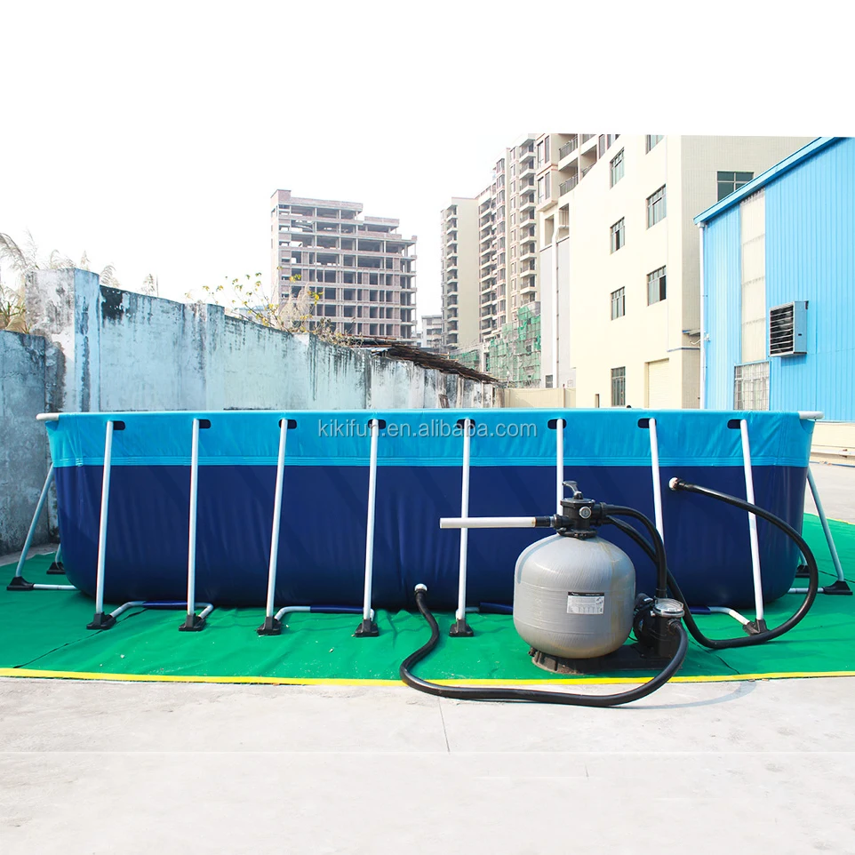 Durable PVC 0.9 tarpaulin rectangular above ground swimming pool with water toys floats / China swimming pool equipment for sale