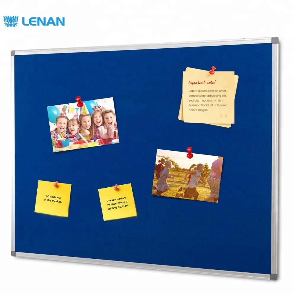 Wall hanging school classroom office bulletin board pin board aluminum frame felt fabric message notice board