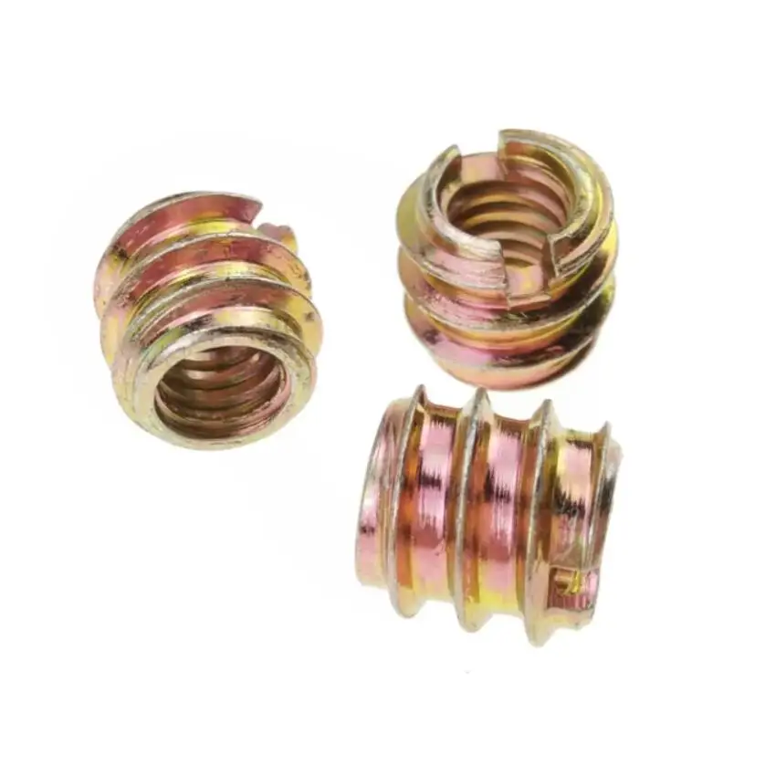 
M4 Yellow Galvanized Steel Slotted Insert Nuts for Furniture 