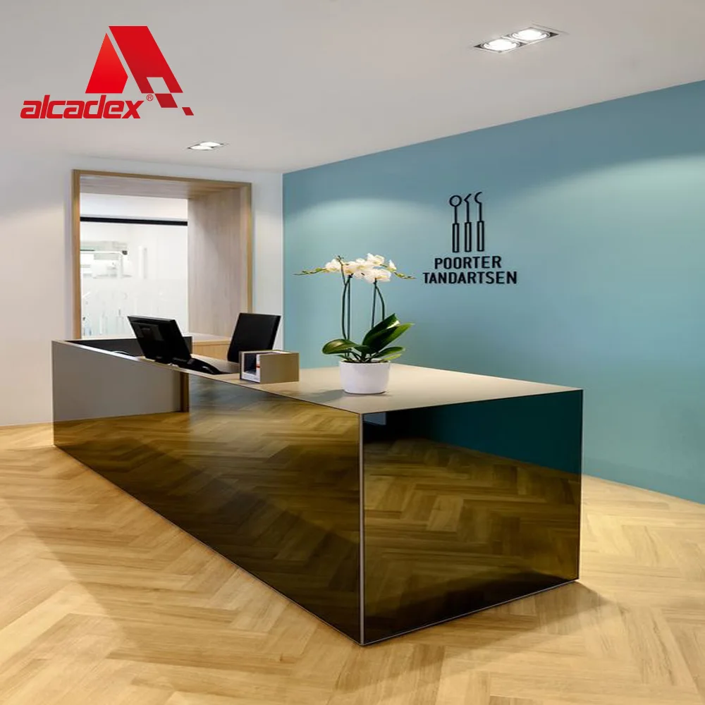 Золотой зеркальный кассовый стол ACP алюминиевая композитная пластиковая панель