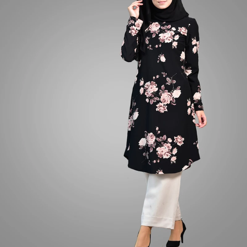 Newest Turkish Arab Women Clothing Elegant Long Sleeve Muslim Tops Blouse Modest Fashion Dubai Fancy Dresses