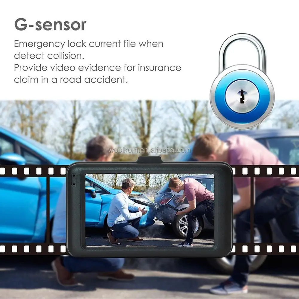 3 Inch Full HD 1080P Dash Cam Hands-Free Night Vision Car Camera Recorder DVR