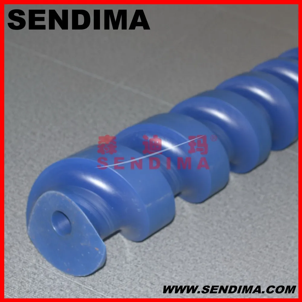 
Worm screw able to divide onto two lines shaped containers. 