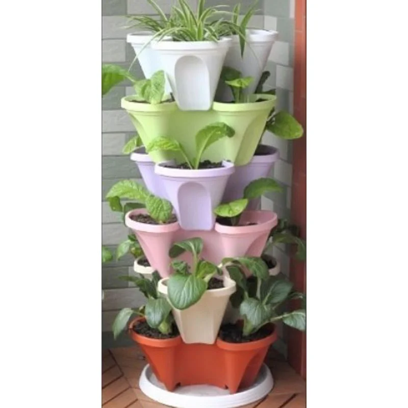 Beautiful colorful polygon plastic flowerpot