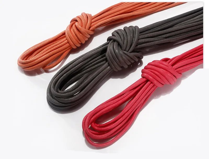 Yrunfeety New Leather Wax Shoes Laces Waterproof Dress Shoe Laces Waxed Shoelaces Round Braided Shoelaces for Leather Shoes