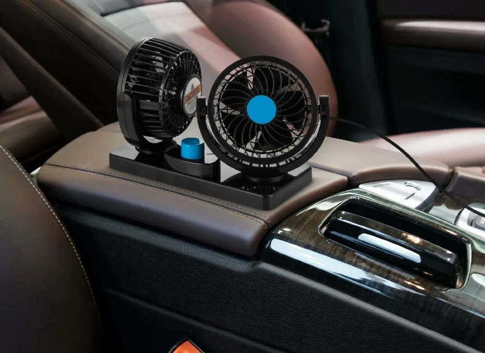4 /6 inch 12V Double Headed car fan 360 Degree Rotation Powerful Quiet 2 Speed Adjustable Strong Wind Auto Cooling Air Fan