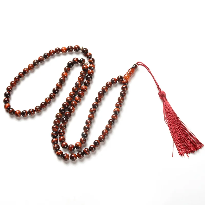 YS259 Tasbeeh Muslim Prayer Allah Beads  High Quality Hot Sale Tiger Eye Stone Necklaces Handmade Religious Customized Size
