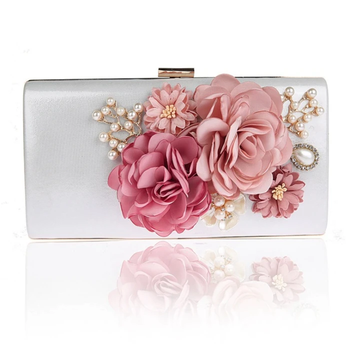 Новая модная элегантная белая вечерняя женская сумка-клатч с красивыми цветами