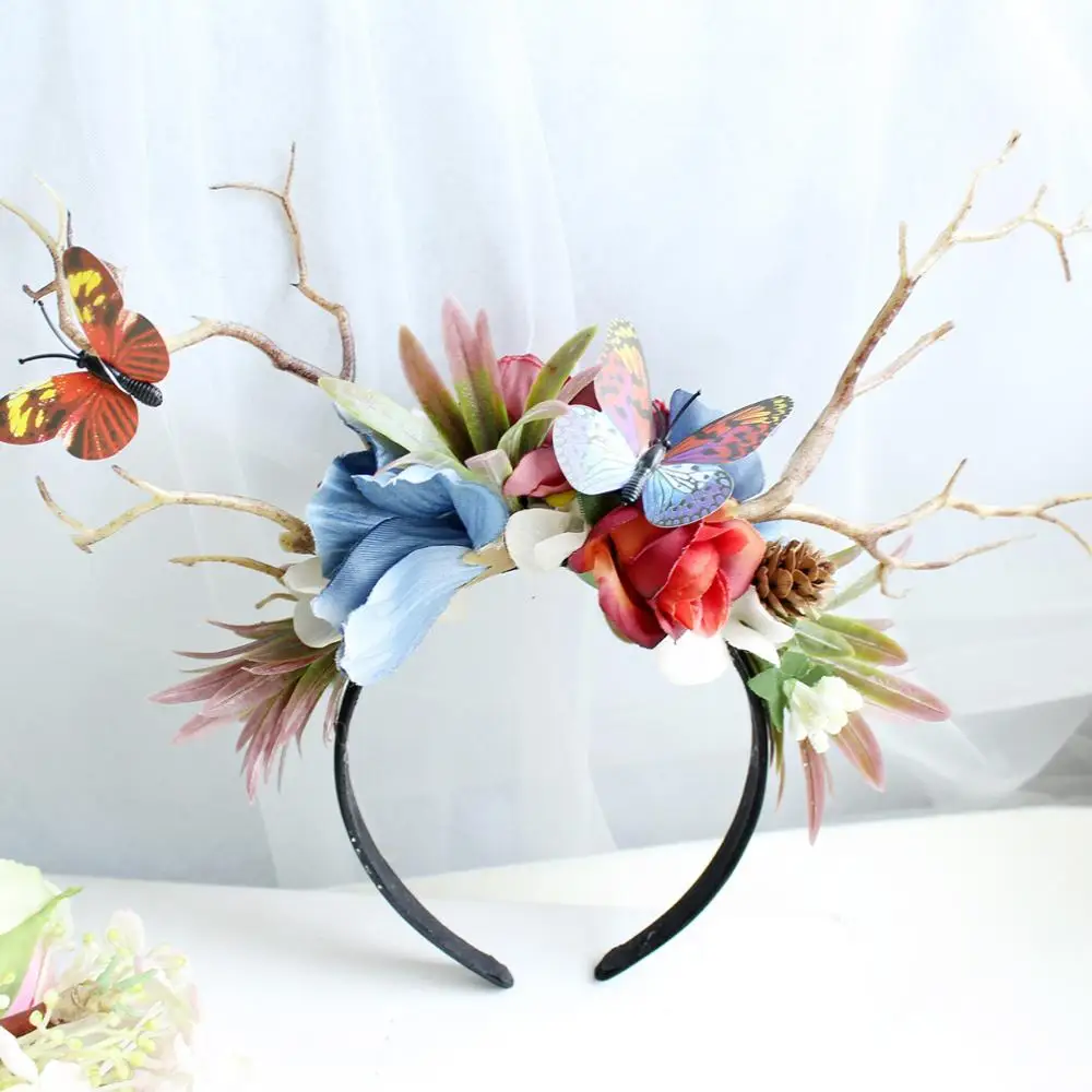 739G Cosplay Party Costume xmas Hair bands Elk Animal Antler Deer Horns reindeer Headbands