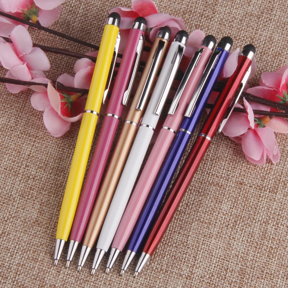 Gift Promotional Ball Pen Customized Logo Black White Silver Colorful Slim Metal Body Twist Ballpoint Pen