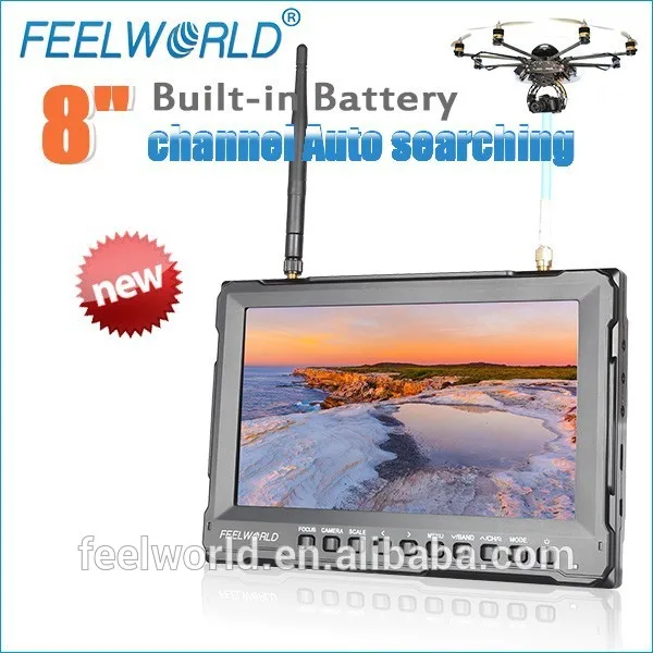 Feelworld 8 дюймов fpv quadcopter фотоаппарат жк монитор встроенный аккумулятор и двойной приемник для dji аккумулятор