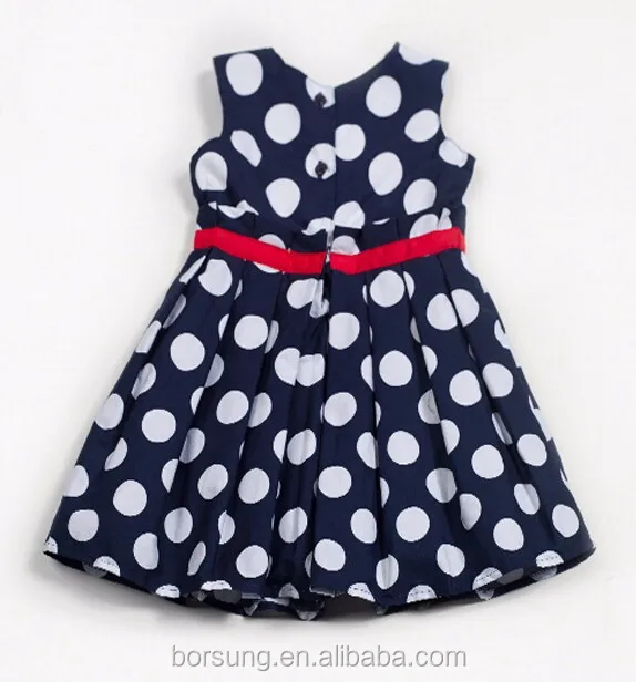Sweet Girl Blue Dress With White Polka Dots A Line Dress Princess Frock Design Dress