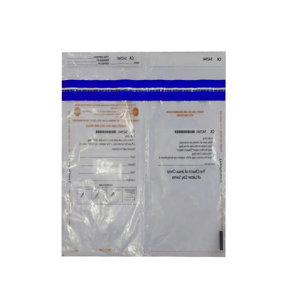 Tamper proof evident security sealing cash bag for bank