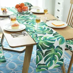 Modern Decorations Table Runner for Wedding Party Tropical Palm Leaf Print Table Runner