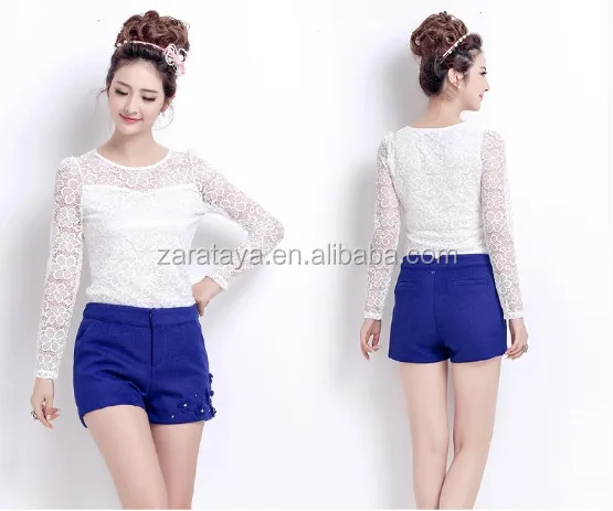 
2014 fashion Blue Shirt / Blouse Top Type plus size lady blouse long sleeve ladies top lace blouses for fat ladies designs 