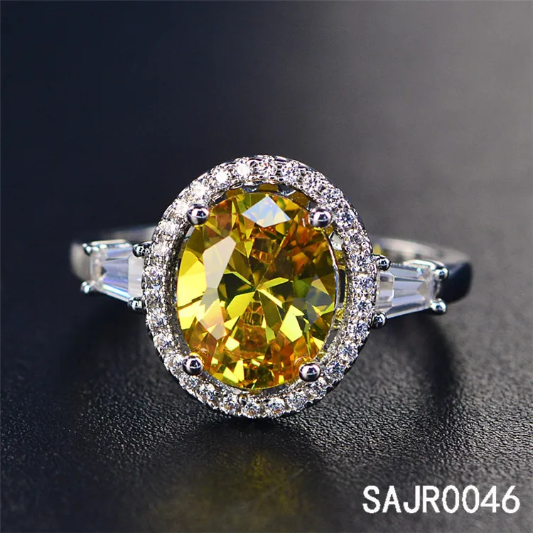 Sevenajewelry SAJR0046 Italian Style 18k Solid Gold Plating Diamond Rings,Gold Filled Wedding Yellow Cz Rings
