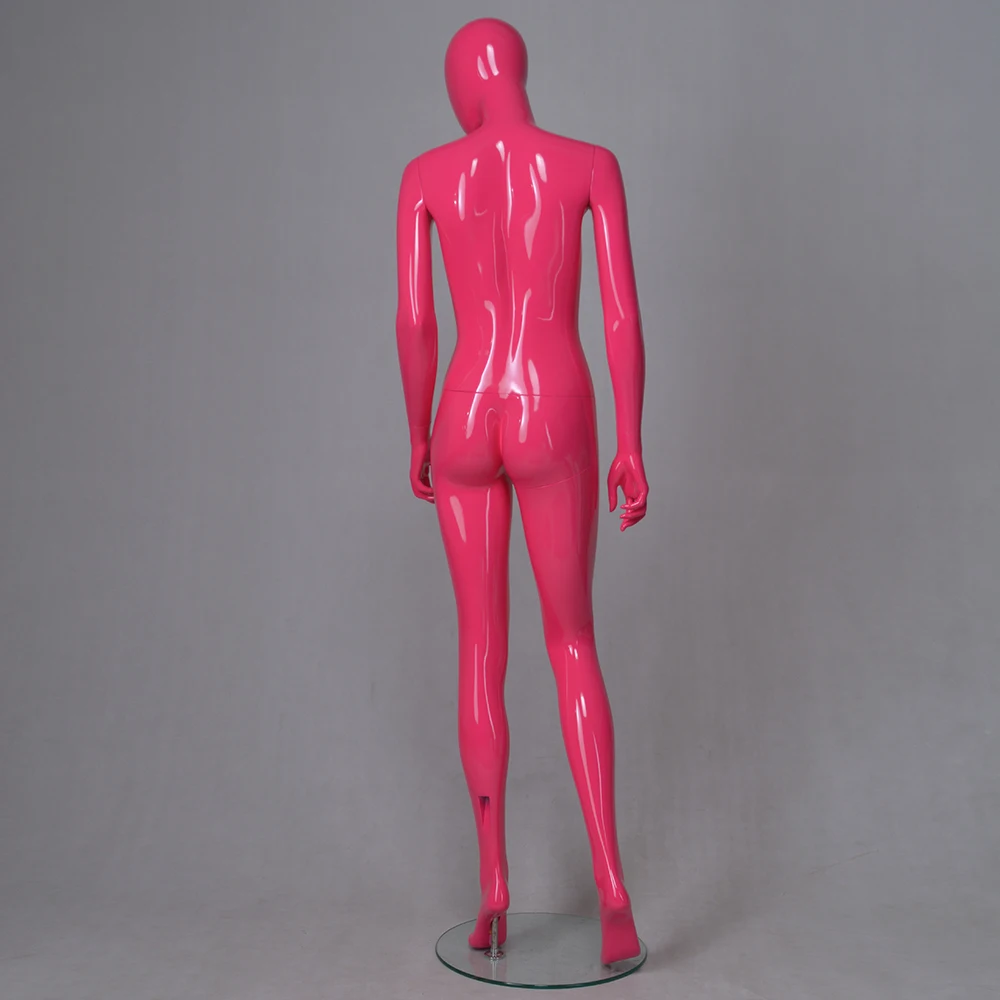 Modern cheap full body fiberglass window clothing display glossy decorative pink mannequin for sale