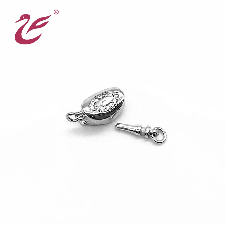 luxury  fashion Ingot buckle Ingot buckle zircon sterling silver necklace bracelet jewelry clasp lock bead pearl closure clasps