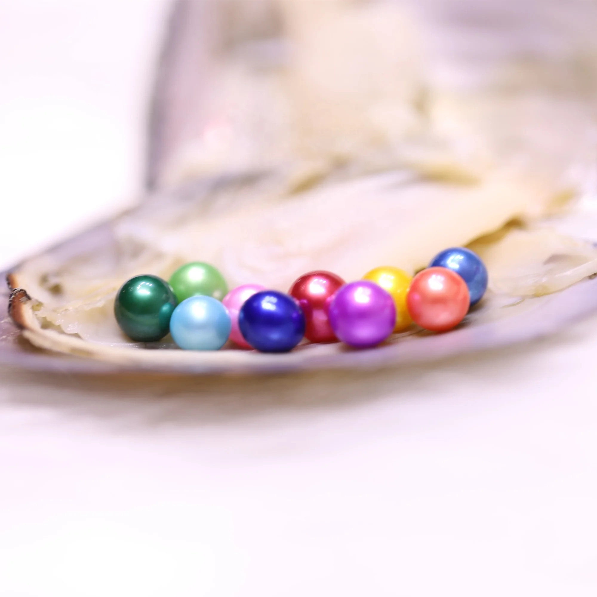 
AAA+ grade 6-7mm Mixed 34 Colors 10 Pearls in 1 Freshwater oyster, Round Natural Freshwater Pearl in Oysters shell Vacuum-packed 