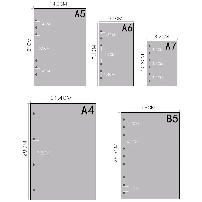 A5/A6/A7 woodfree paper planner page, lined/dotted/squared refill page for notebook Diary Journal Agenda