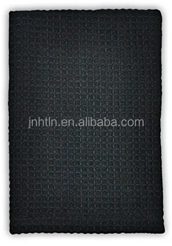 Set of 3 Black Kitchen jacquard Tea Towels Waffle Kitchen Towel in Pure Cotton & Colorful Stripes