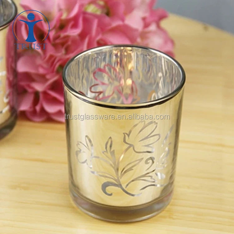 Wholesale Machine Made Electroplate Colored Scented Gold Silver Cute Glass Candle Jar