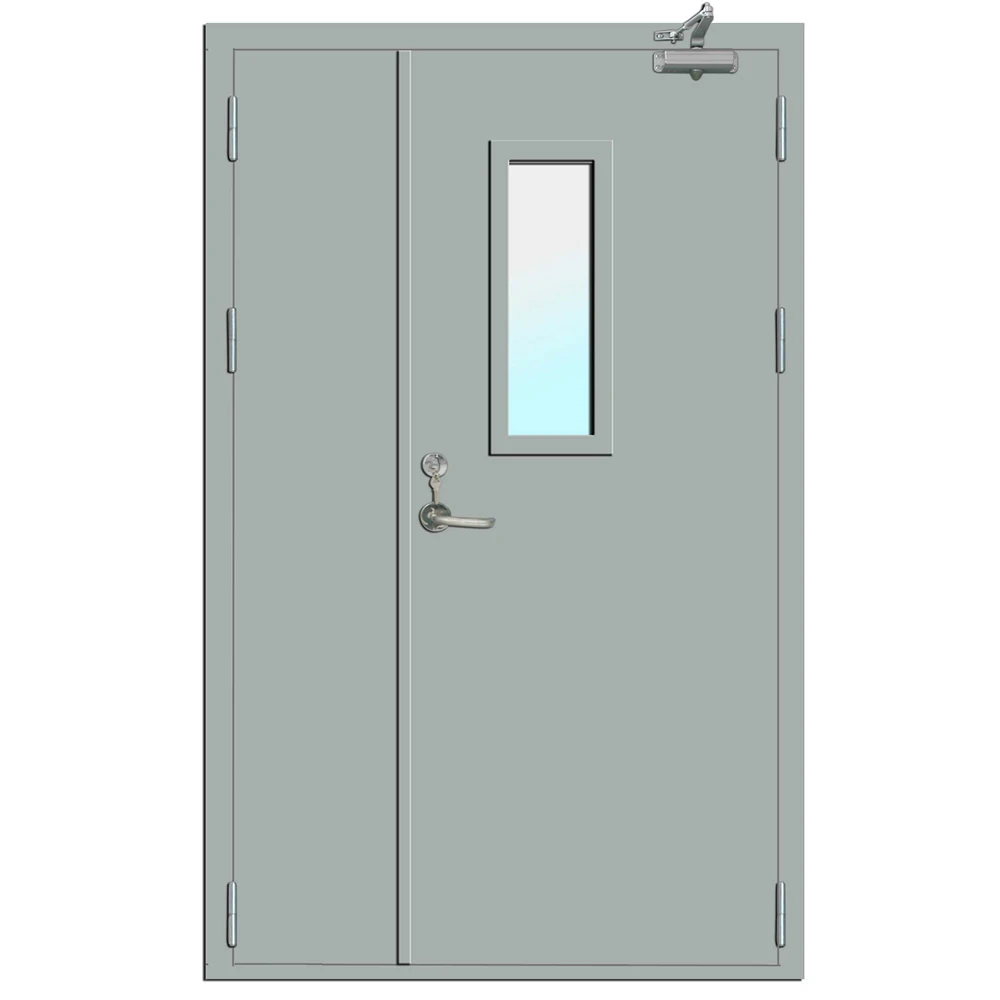 Hospital glass emergency exit doors size steel fireproof door with push bar