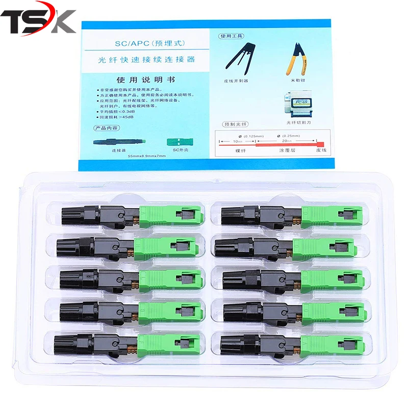 
China Manufacturer FTTH Field Quick Assembly Fiber Optic SC APC Fast Connector 