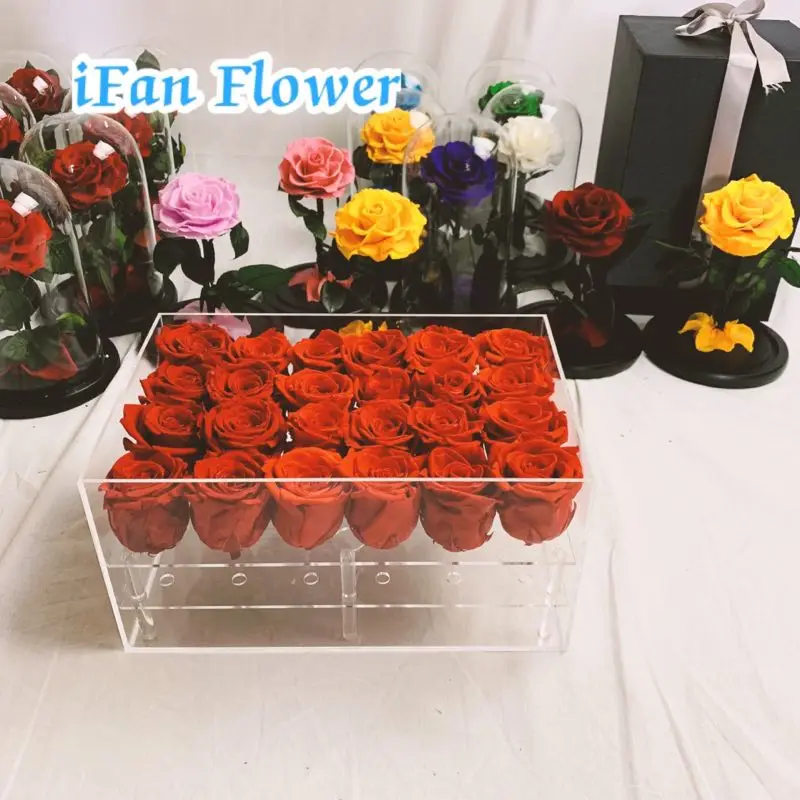 Eternal flower box preserved rose eternal life flower acrylic box wholesale