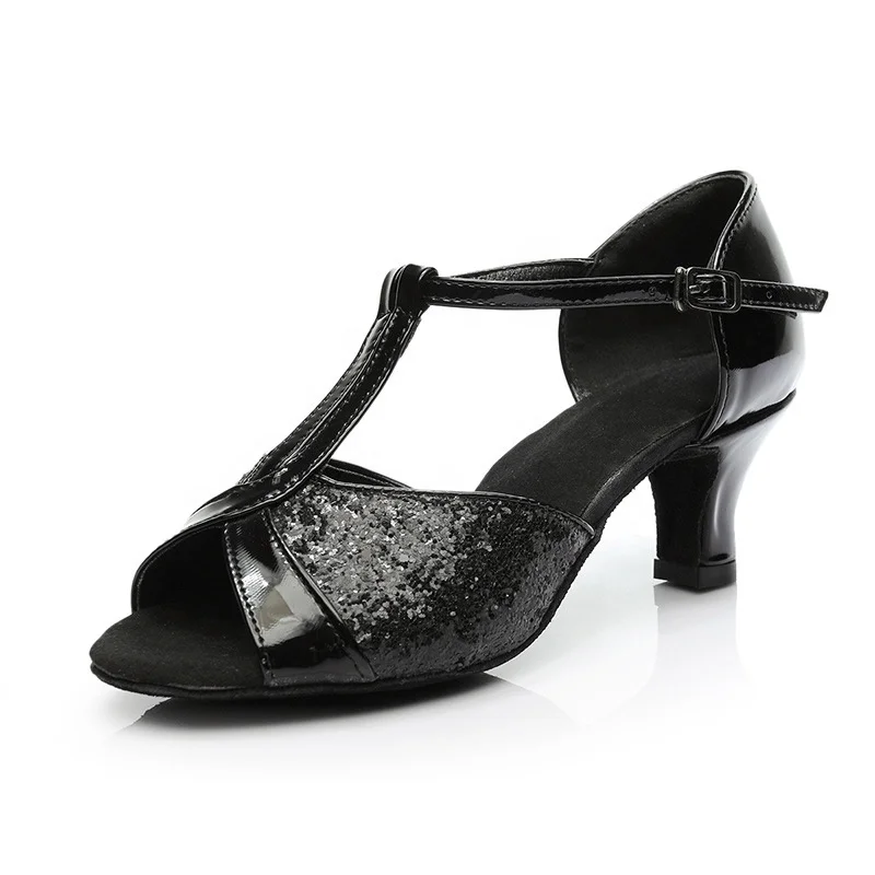 Женская обувь для взрослых в стиле латино на высоком каблуке атласная танцевальная обувь с мягкой подошвой и блестками сценическая танцевальная обувь