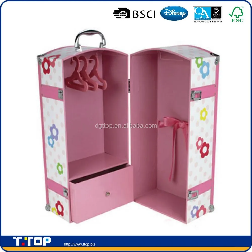 FSC & BSCI Factory Customized Pink Cardboard Doll Trunk