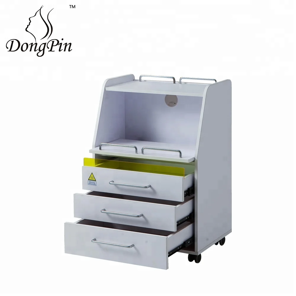 lockable UV disinfection cart beauty salon trolley equipment