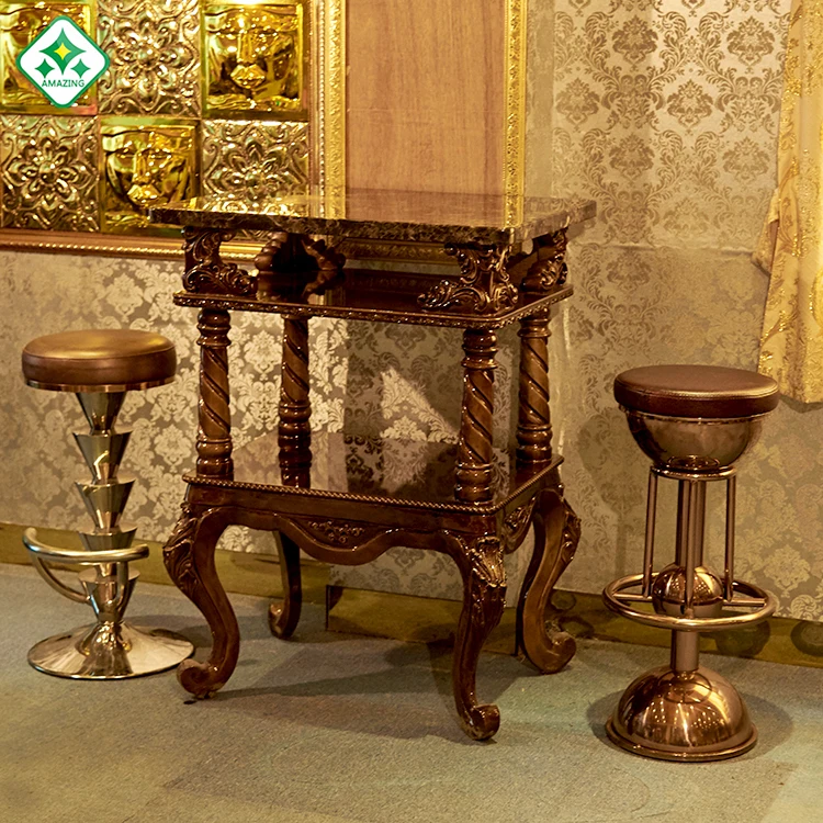 
European style classic product Retro Vintage Industrial Old Round Base Bar Table Furniture With Square Top 