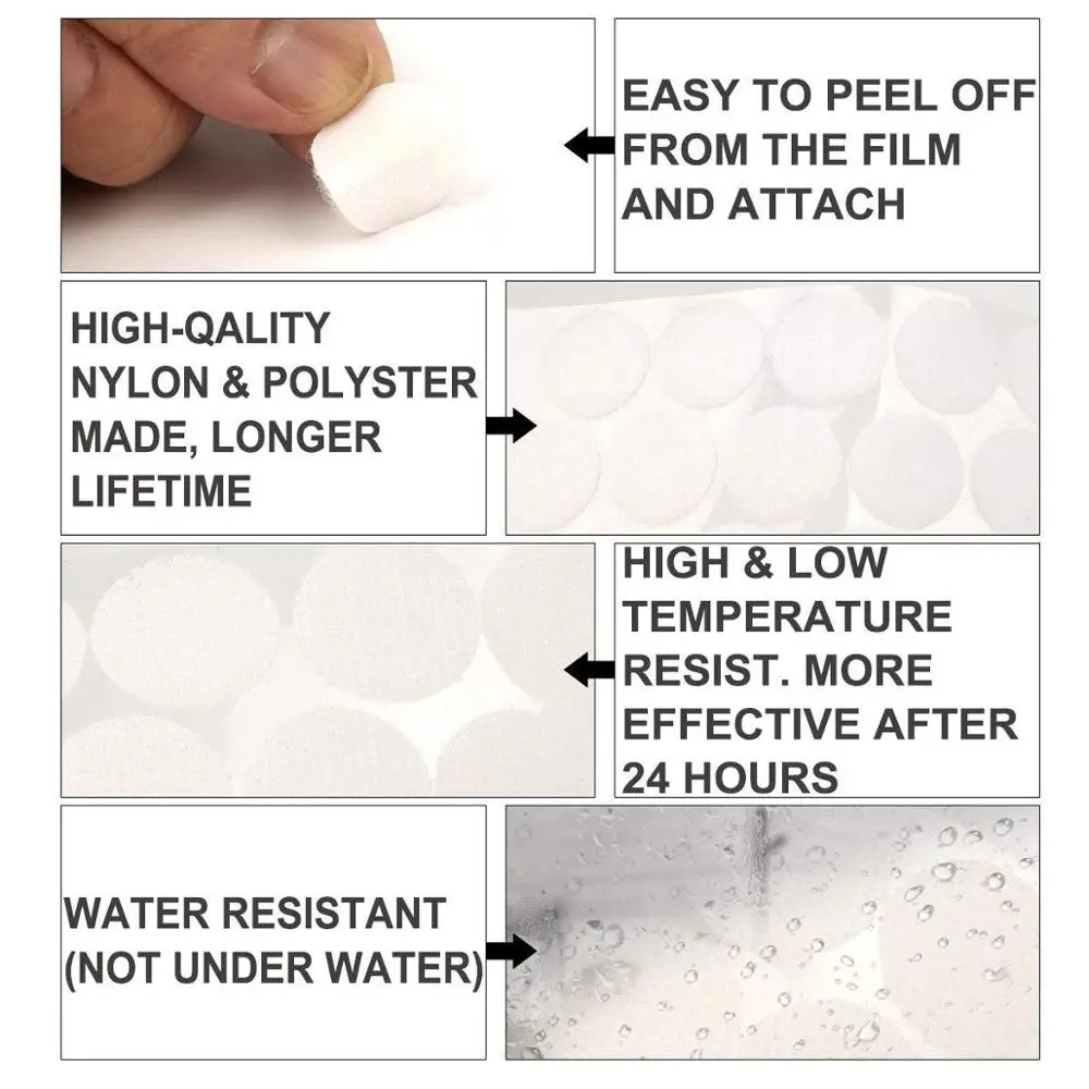 Большой запас черный белый 10 12 15 18 20 25 30 мм липкий самоклеющийся крюк и петли точки