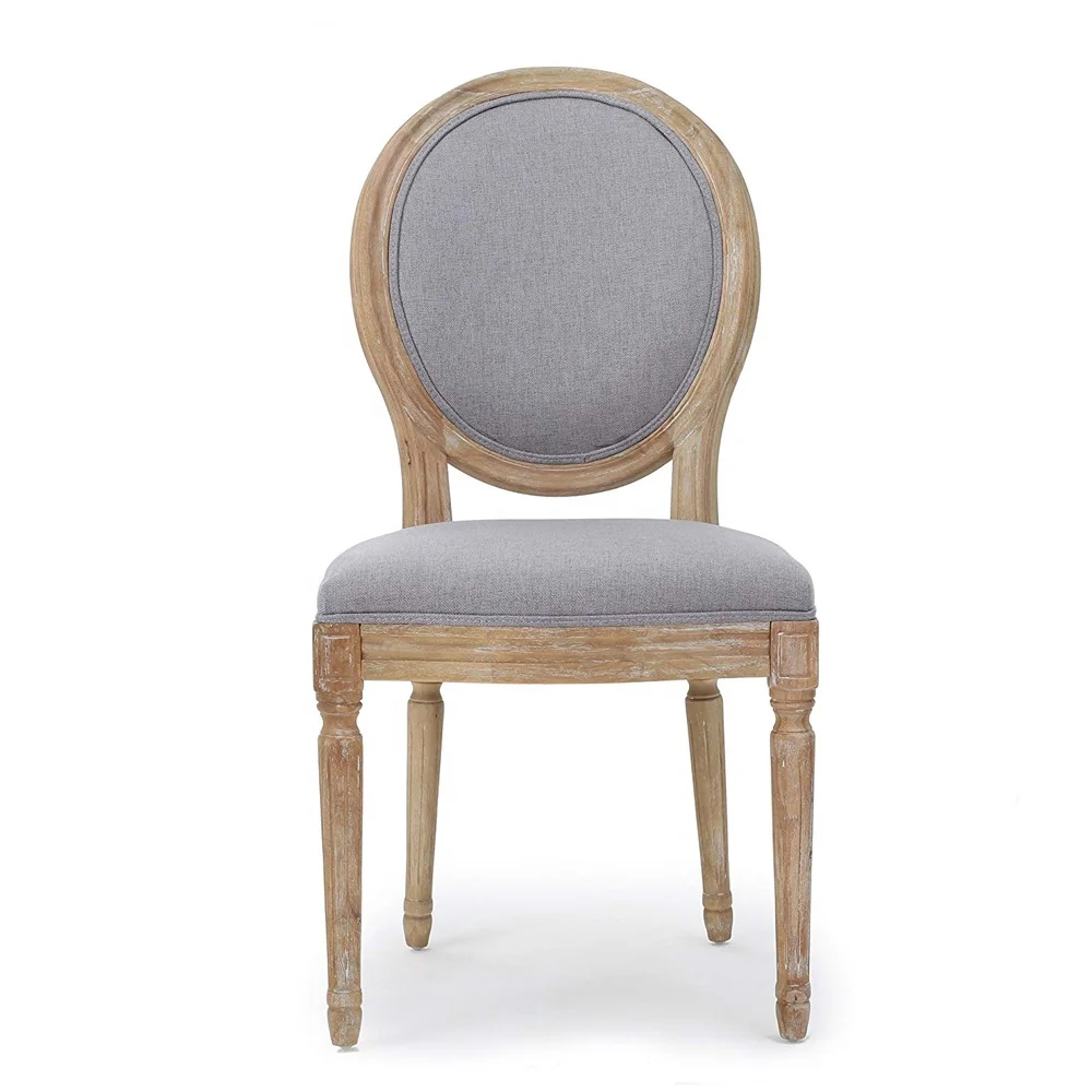 Hot Sales French Style Solid Wooden Frame Antique Round Back Dining Room Louis Chair