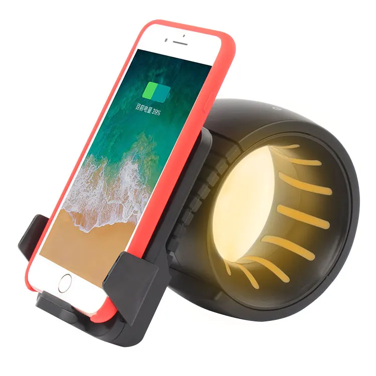 Mobile wireless charger holder stand unique design with led lamp