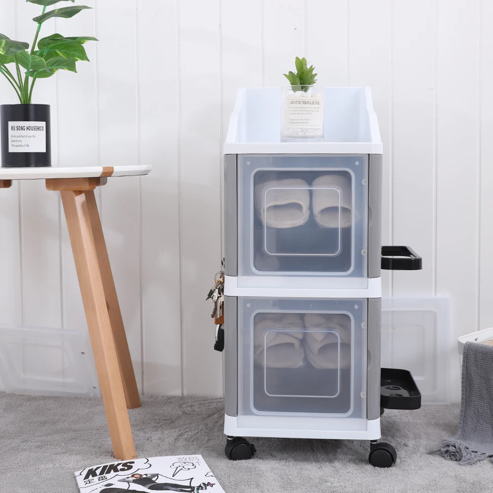 Plastic shoe cabinet with door