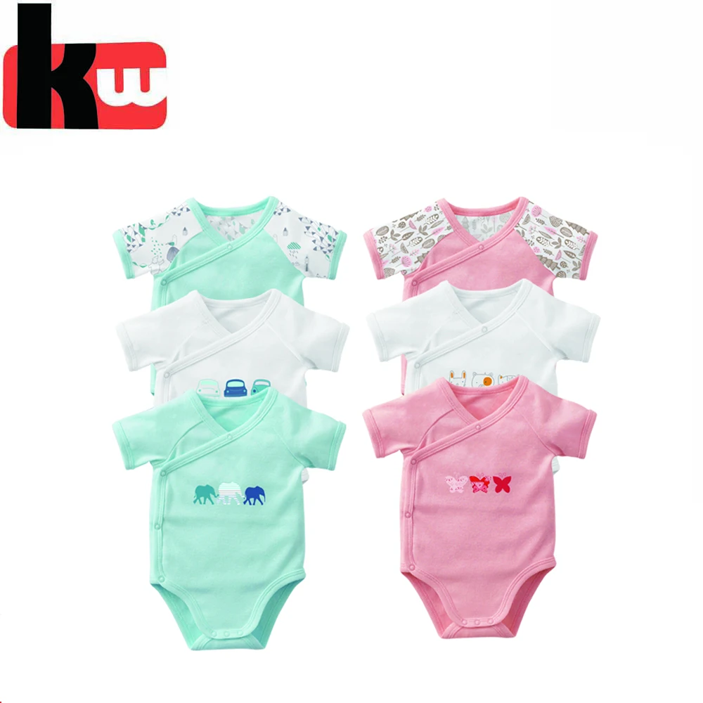 GOTS OEKO-TEX standard cotton infant baby overlap body summer romper