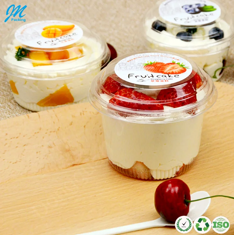 Clear small round plastic fruit ice cream and cake cup packaging container box