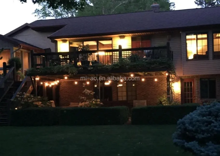 US market holiday lighting 48ft waterproof outdoor string lights with 15 e26 hanged socket for wedding