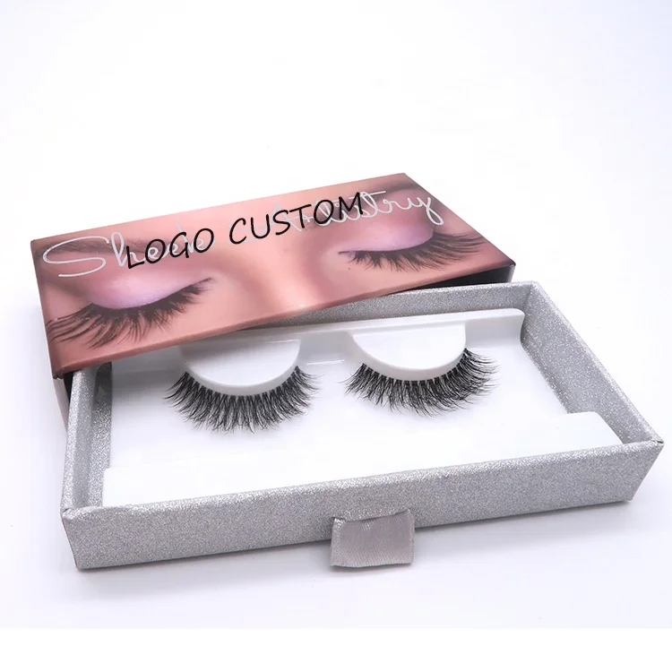 Custom Logo Strips 3D Eyelash Premium Silk Lashes private label clear band false lash