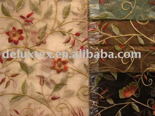 
Wedding textile silk polyester embroidered furniture upholstery fabric 