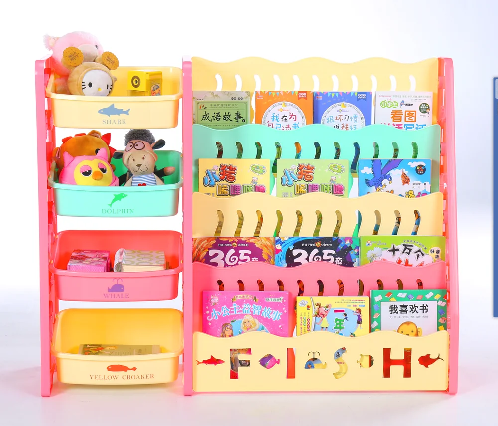
Top quality factory price 3 layers assembly plastic kids book shelf children plastic bookshelf 
