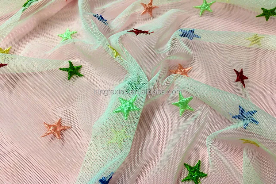 
rainbow mesh fabric for clothing Tulle mesh for kids wear printing tulle mesh fabric 