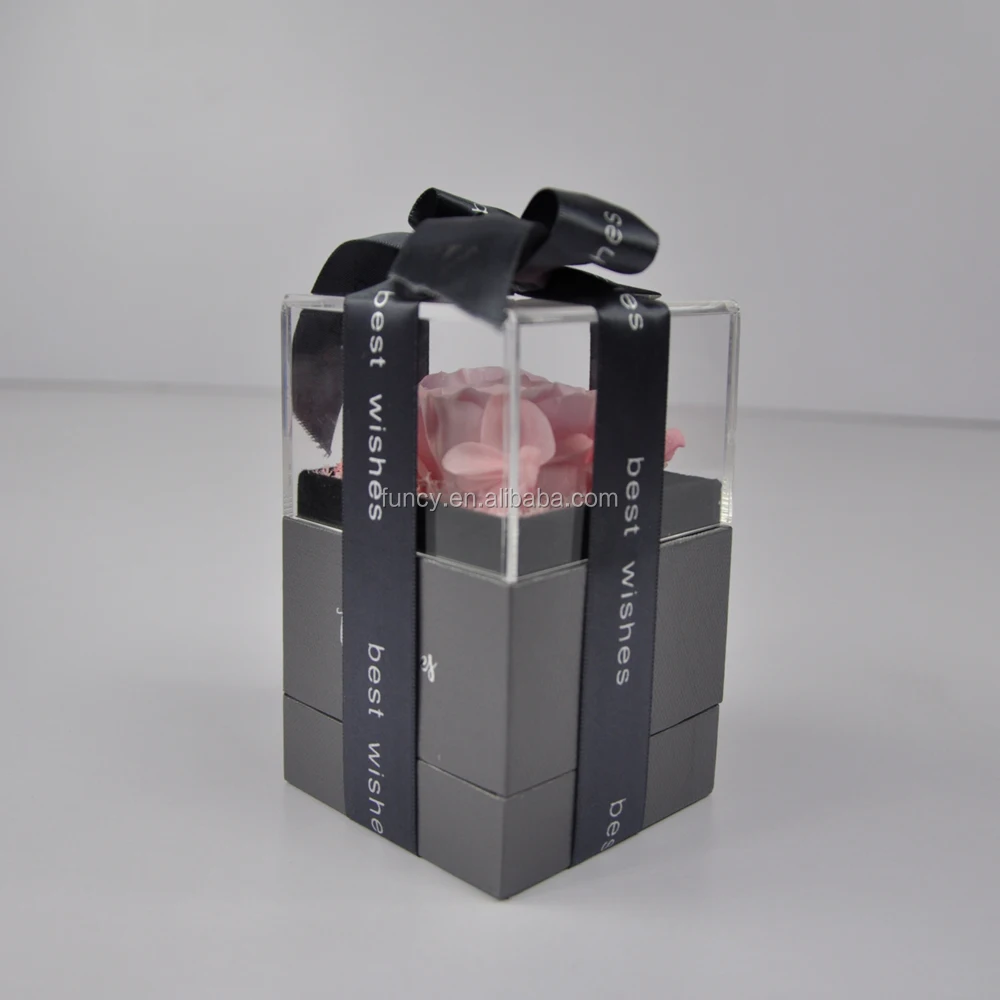 Square Jewelry Box Hydrangea Arrangement Preserved Rose in Box