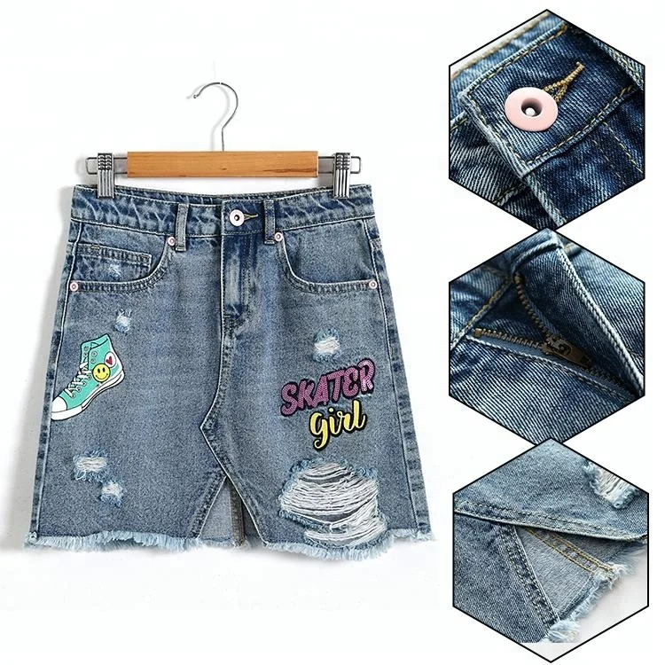 
Wholesale Fashion Casual mini a-line denim skirts for teen girls 